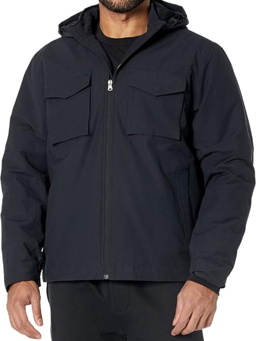 Men's Lined Parka, Washed Black XL-Tall